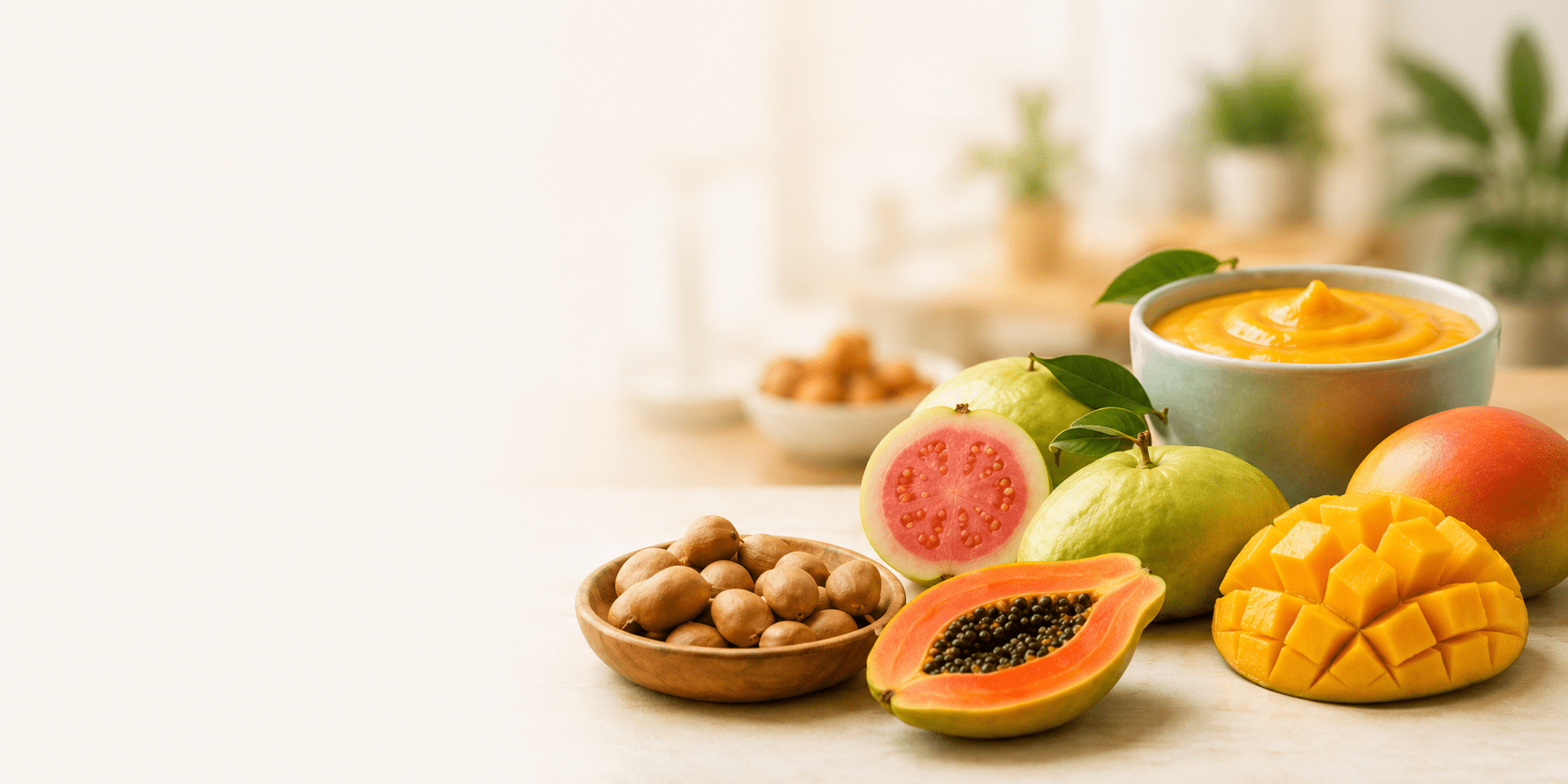 Tropical fruits and mango pulp varieties