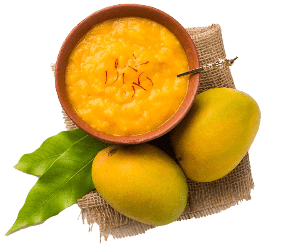 Aseptic Kesar Mango Pulp in bowl
