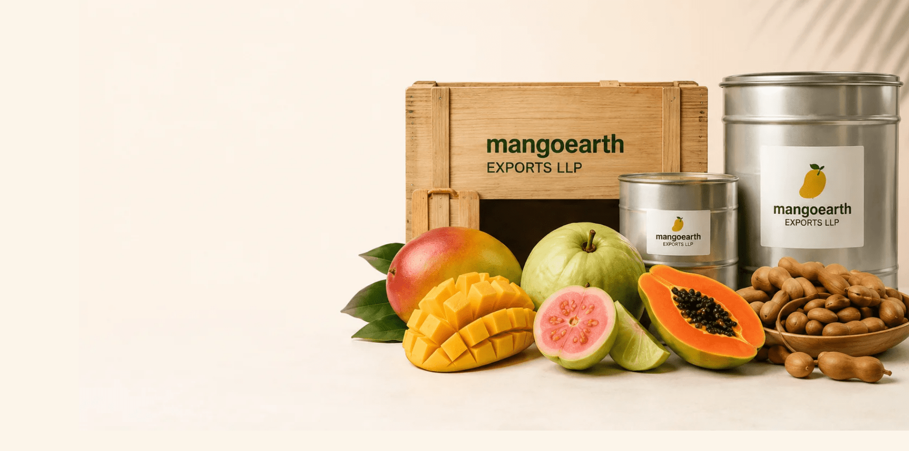 Tropical fruit assortment and mango pulp varieties
